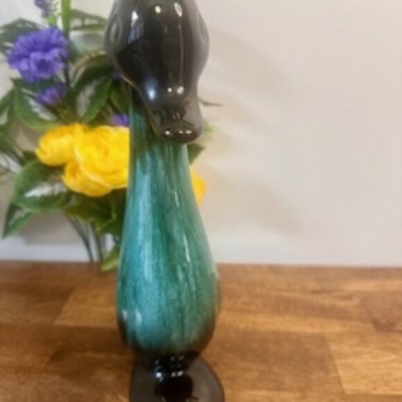 Vintage Blue Mountain Pottery Duck Figurine Canadian Green Drip Glaze Bird Decor - Picture 3 of 3